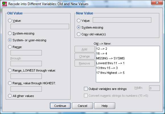 Recode missing values spss