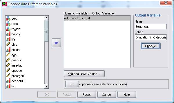 Spss recode multiple variables into one