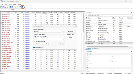 filtering observations for examining data in stata 